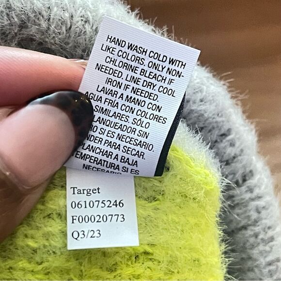 Wild Fable Women’s Gray Neon Green Colorblock Sweater Knit Beanie Hat OS - Picture 8 of 9